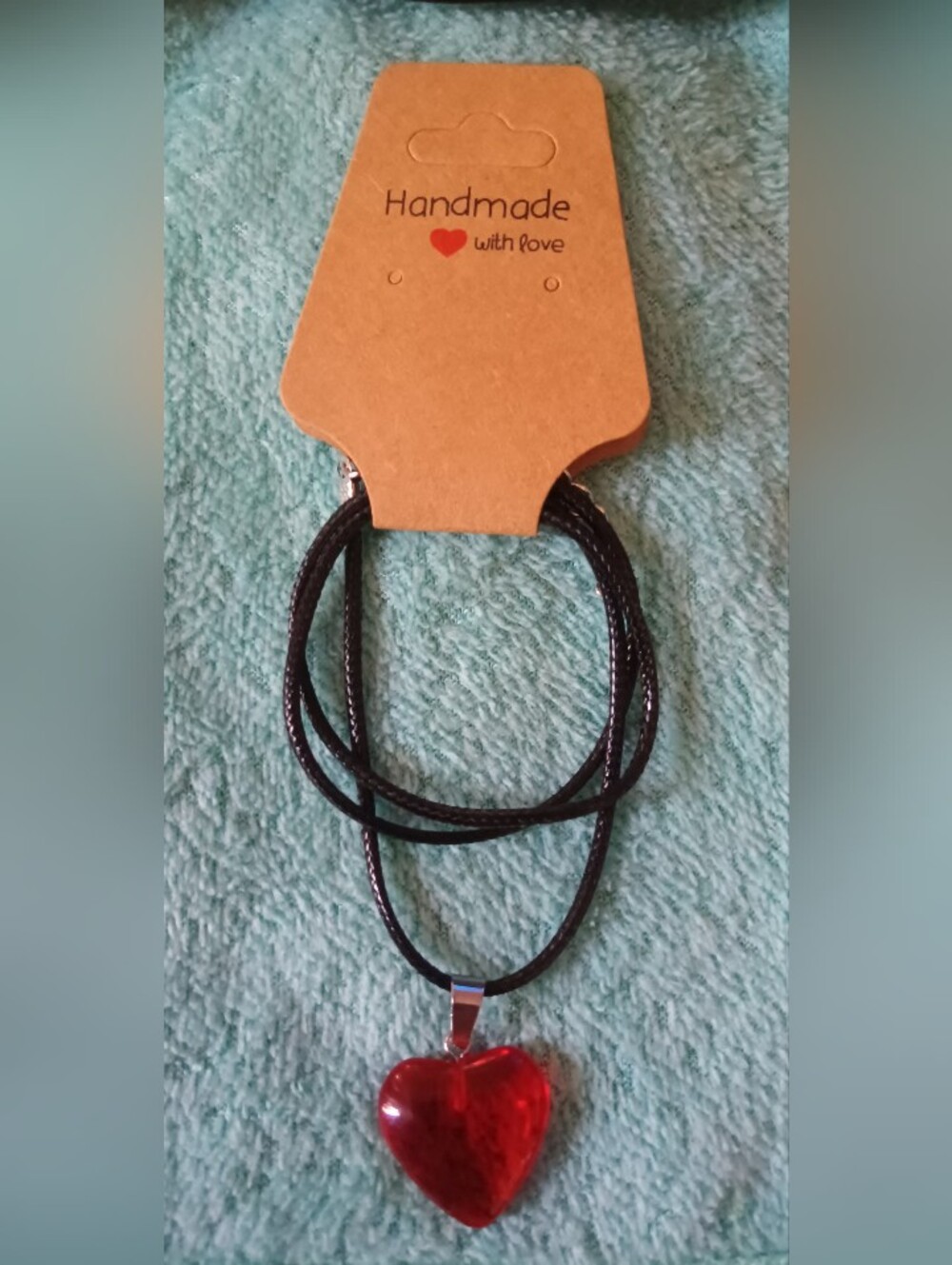Handmade Red Heart Pendant Necklace - Handmade